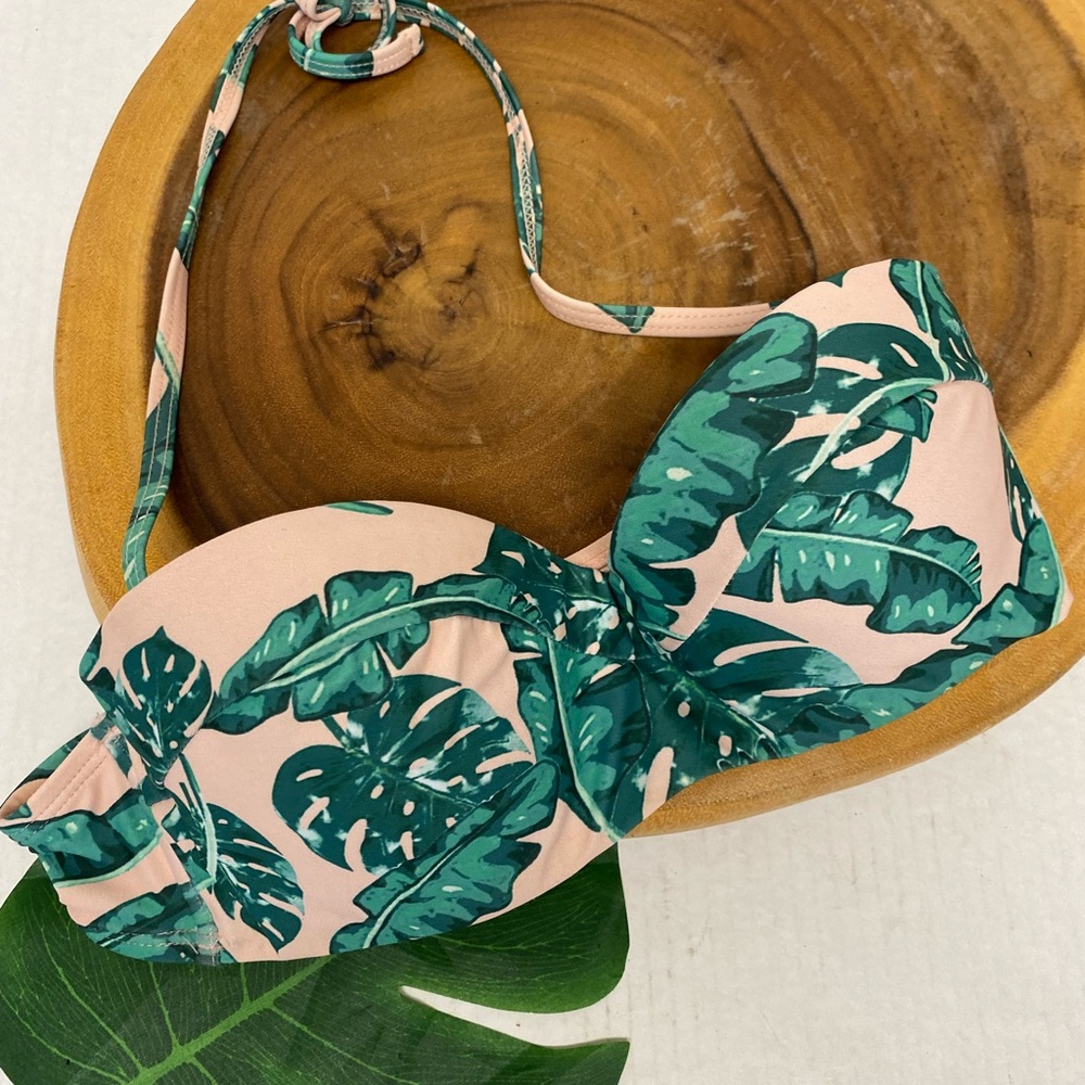 Collection Pimkie Tropical Palm Leaf Print Cupped Bikini Top